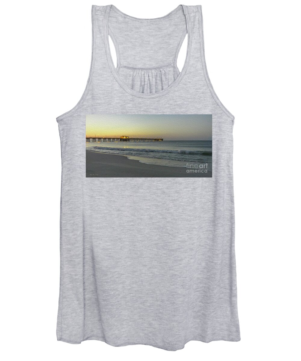 Alabama Women's Tank Top featuring the painting Gulf Shores Alabama Fishing Pier Digital Painting A82518 by Mas Art Studio