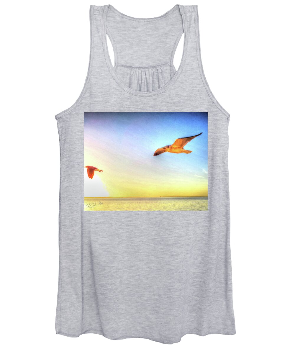 Gull Women's Tank Top featuring the digital art Gull In Sky by Kathleen Illes