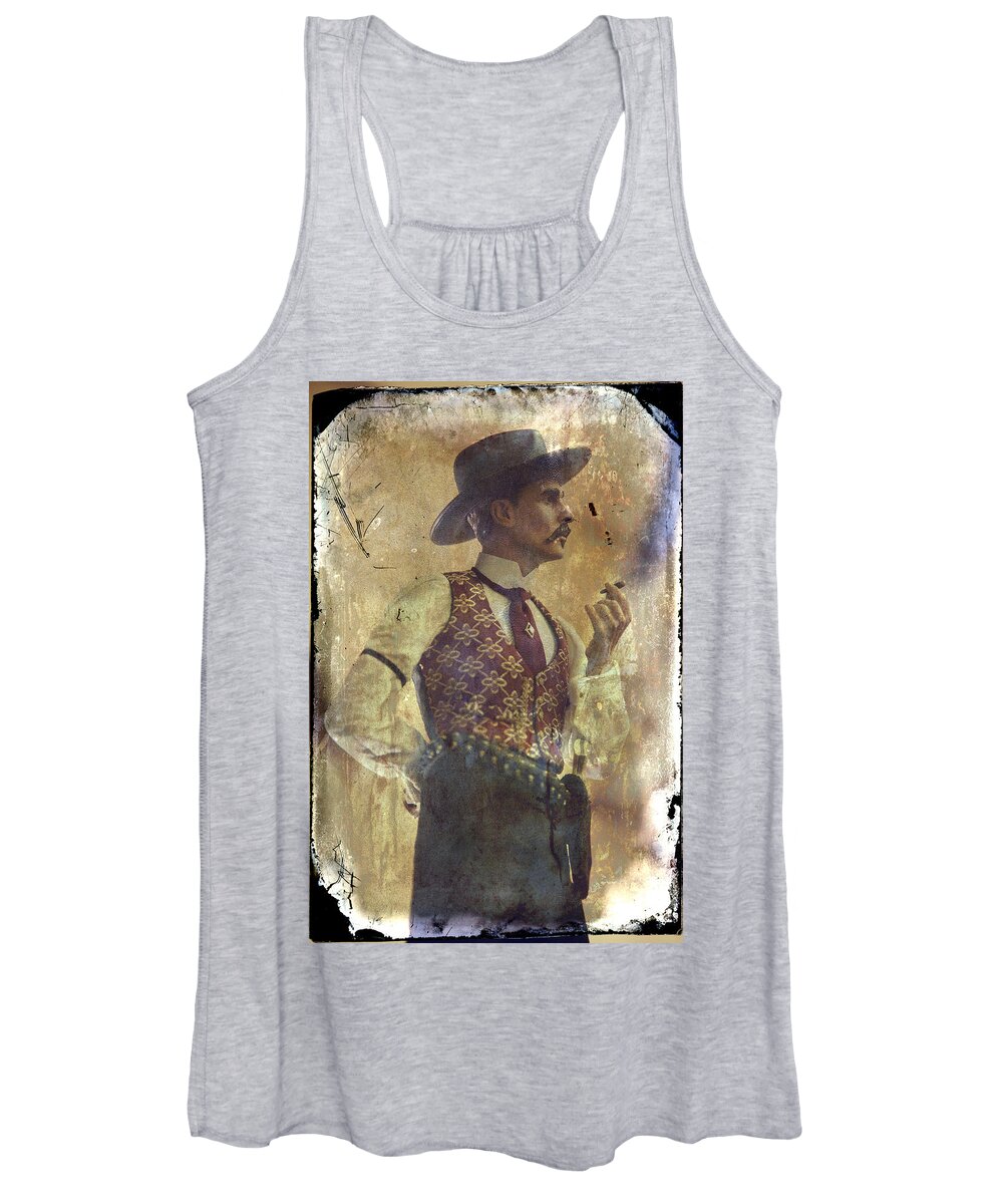 Doc Holliday Women's Tank Top featuring the photograph Gunslinger III Doc Holliday in fine attire by Toni Hopper