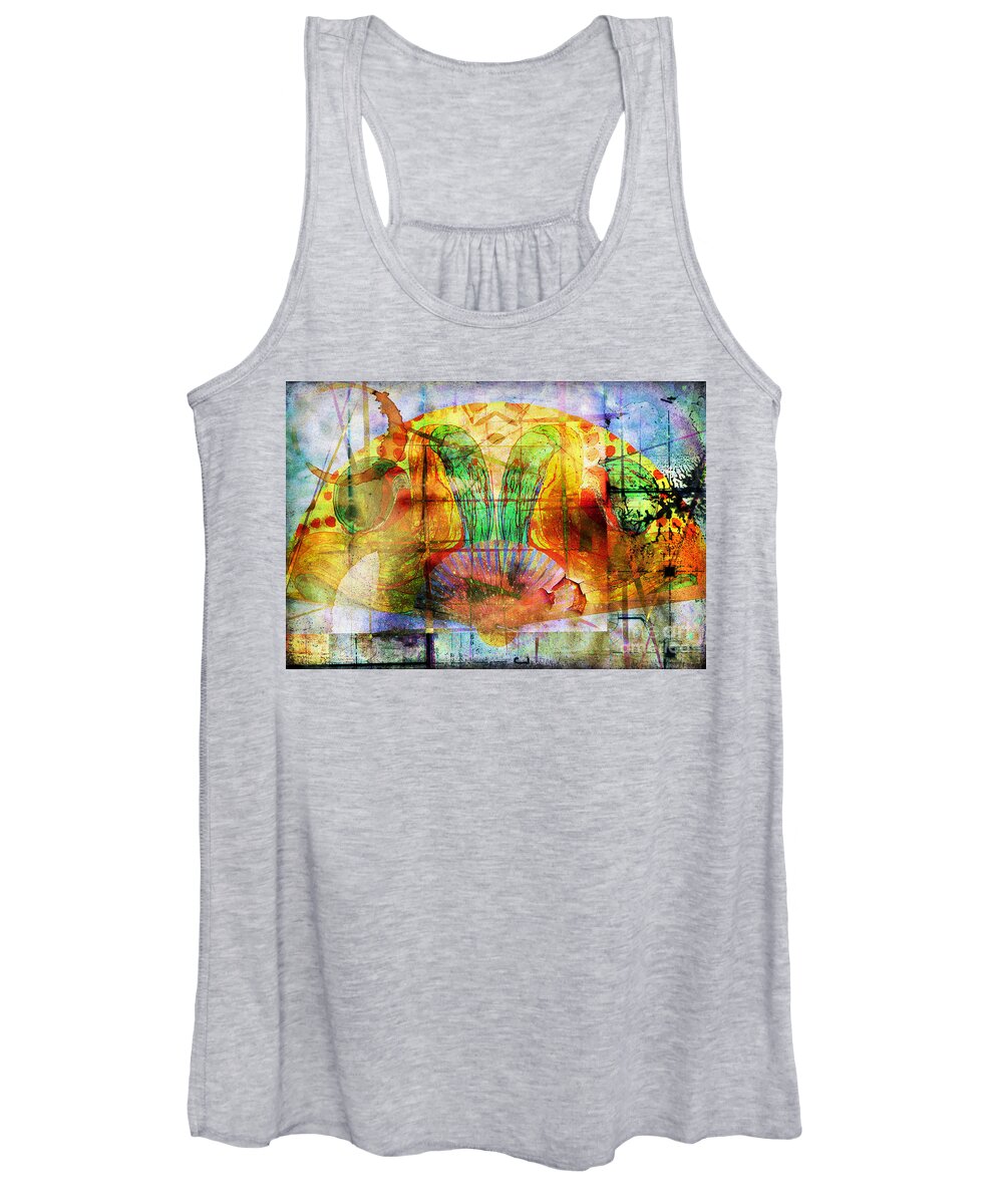 Fan Women's Tank Top featuring the mixed media Handheld fan by Jolanta Anna Karolska