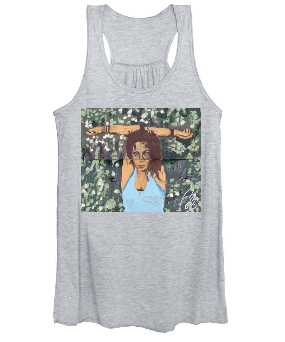 Pose Women's Tank Top featuring the painting Hands up sketch V by Bachmors Artist