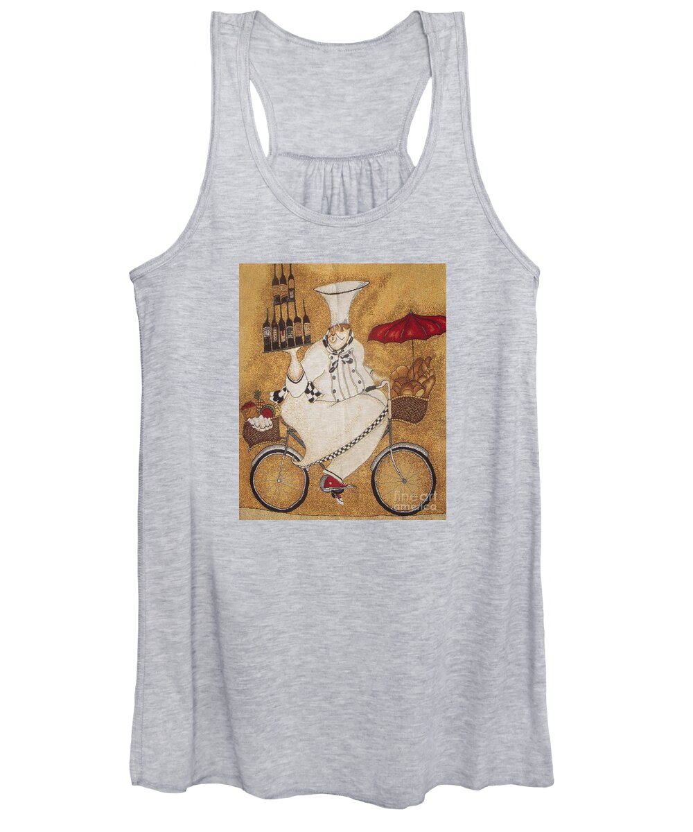 Chef Women's Tank Top featuring the photograph Happy chef on the bike by Vesna Antic