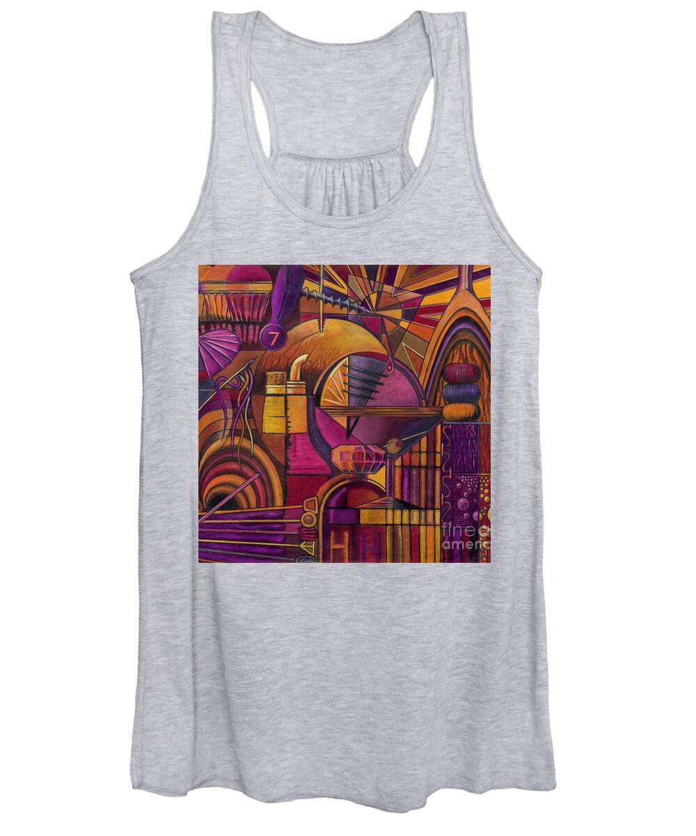 Abstract Women's Tank Top featuring the drawing Happy Hour by Scott Brennan