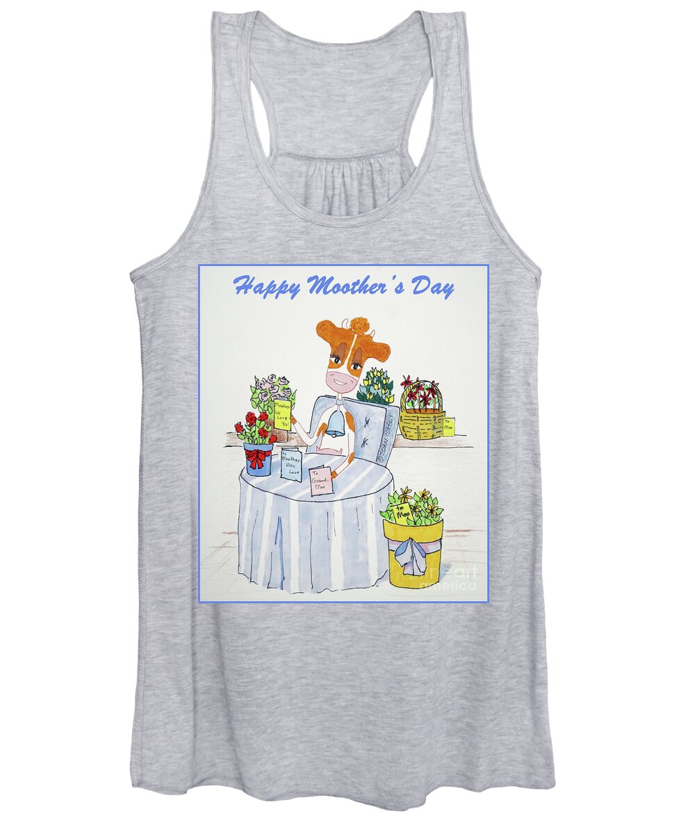 Ruthie-moo Women's Tank Top featuring the drawing Happy Moother's Day 2 by Joan Coffey