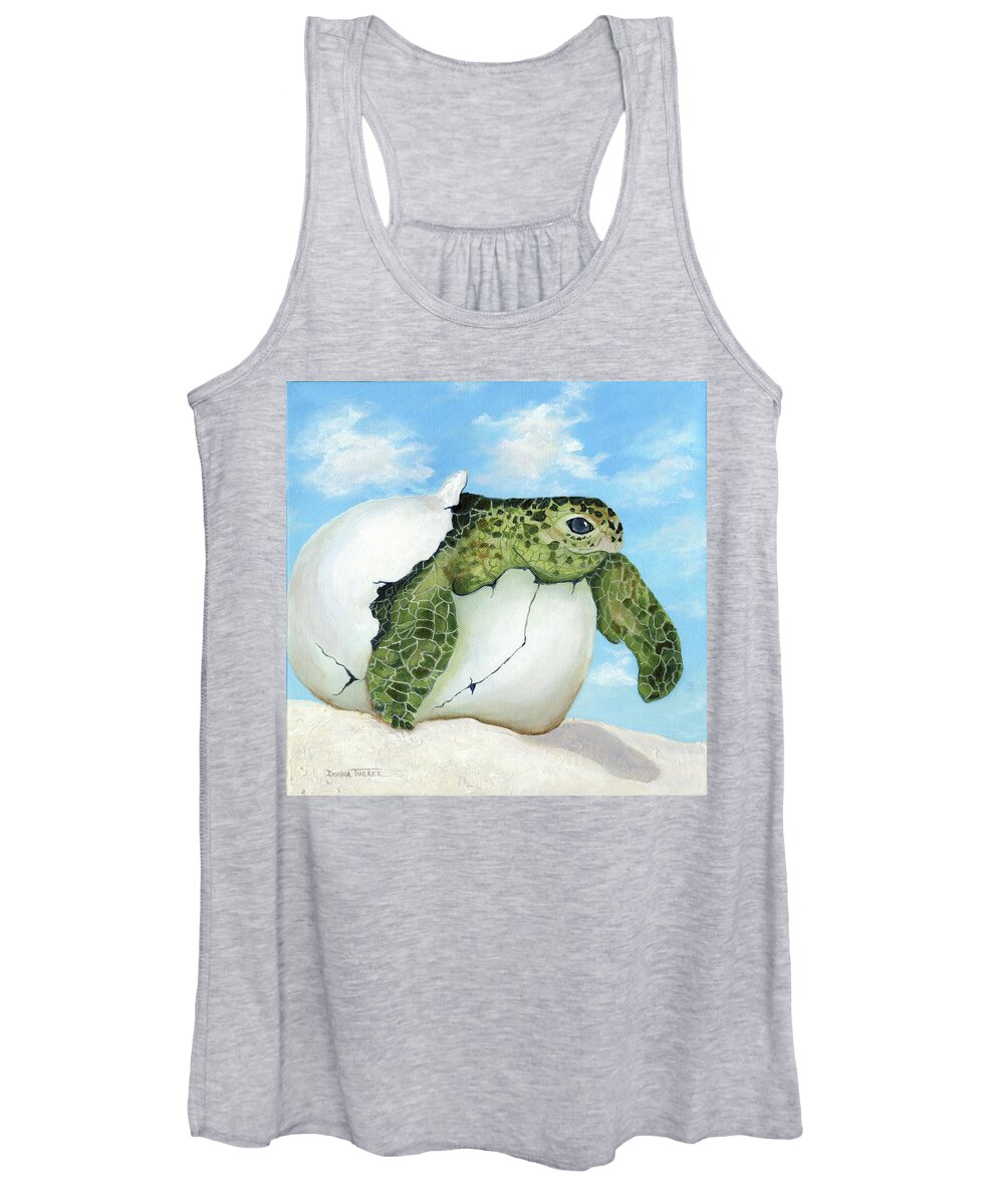 Sea Turtle Women's Tank Top featuring the painting Hatcher by Donna Tucker