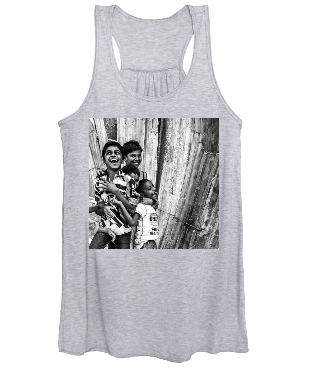  Women's Tank Top featuring the photograph Having Fun With Street Kids In India by Aleck Cartwright