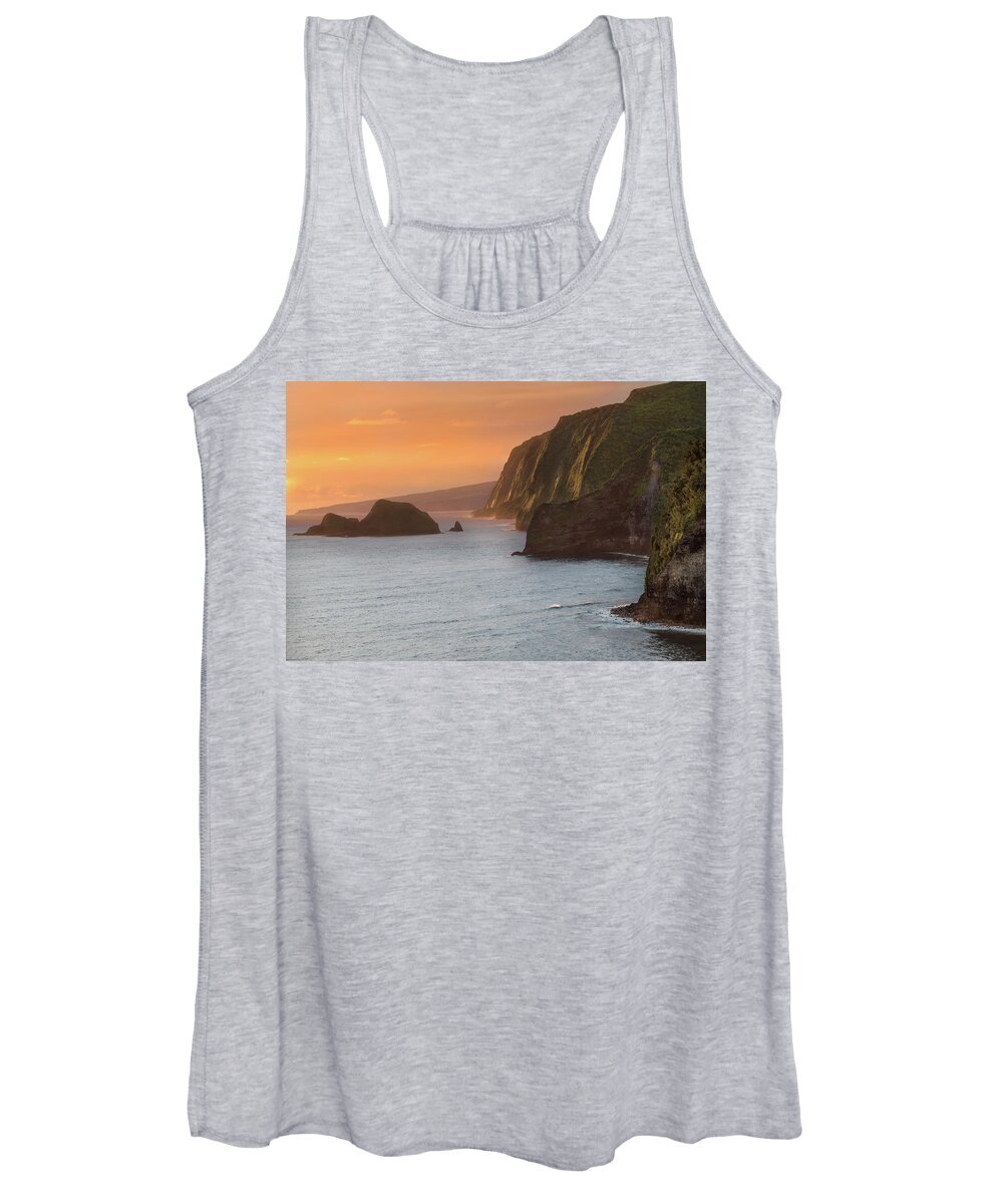 Clouds Women's Tank Top featuring the photograph Hawaii Sunrise at the Pololu Valley Lookout 2 by Larry Marshall