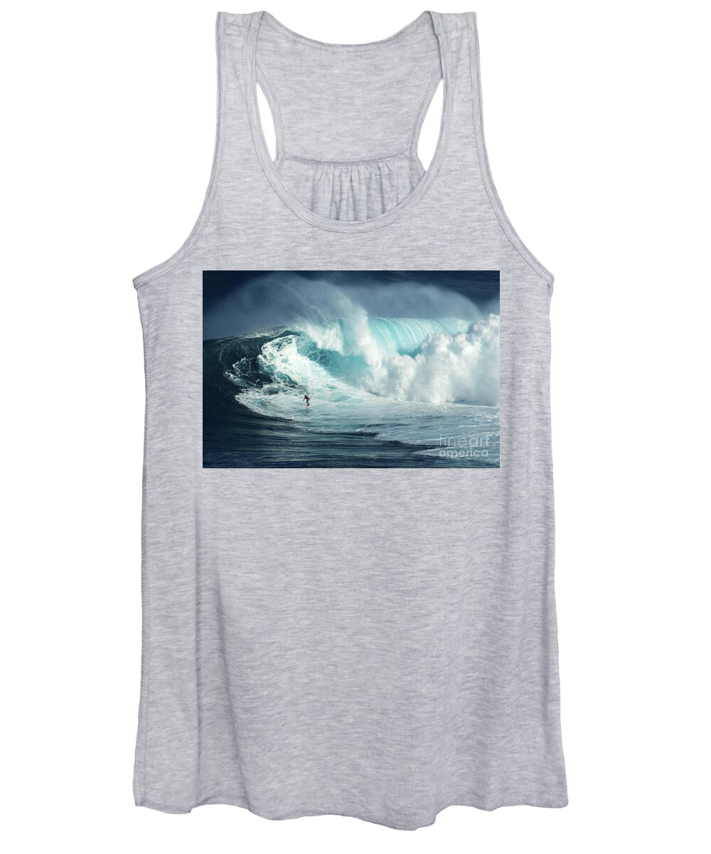 Surf Women's Tank Top featuring the photograph Hawaii Surfing Jaws 1 by Bob Christopher