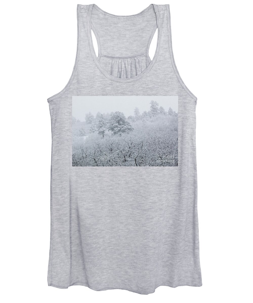 Blizzard Women's Tank Top featuring the photograph Heavy Snow in the Pike National Forest of Colorado by Steven Krull
