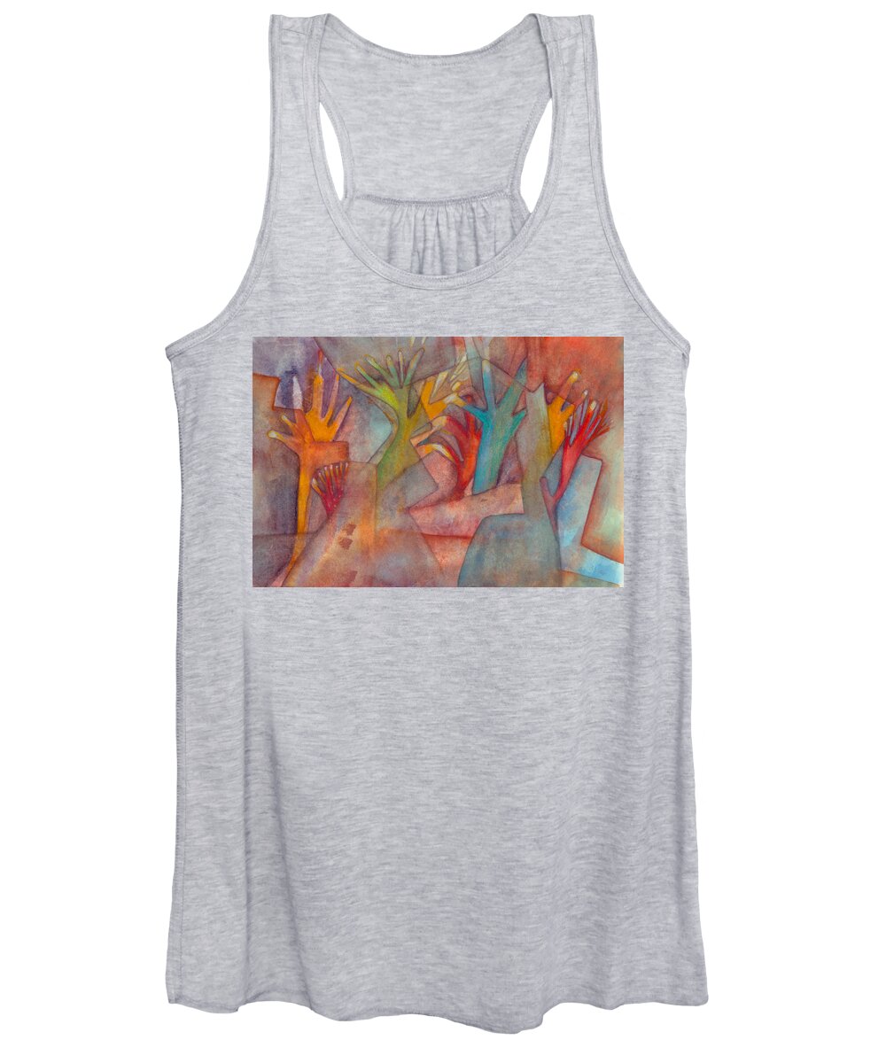 Abstract Women's Tank Top featuring the painting Helping hands by Suzy Norris