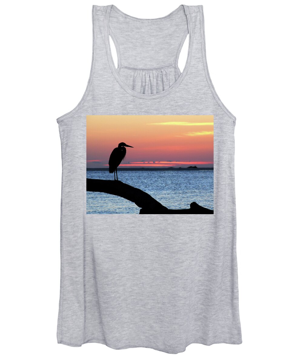 Heron Women's Tank Top featuring the photograph Heron at Datbreak by Ted Keller