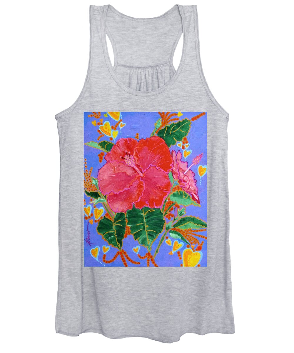 Flowers Women's Tank Top featuring the painting Hibiscus Motif by Adele Bower