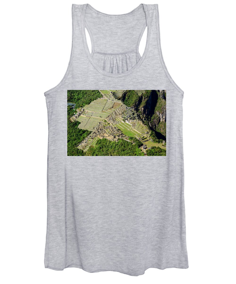 Architecture Women's Tank Top featuring the photograph High Angle View of Machu Picchu by Oscar Gutierrez