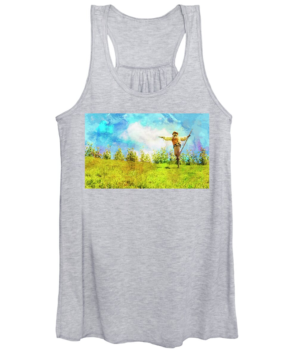 Hobbits Women's Tank Top featuring the photograph Hobbit Scarecrow by Kathryn McBride
