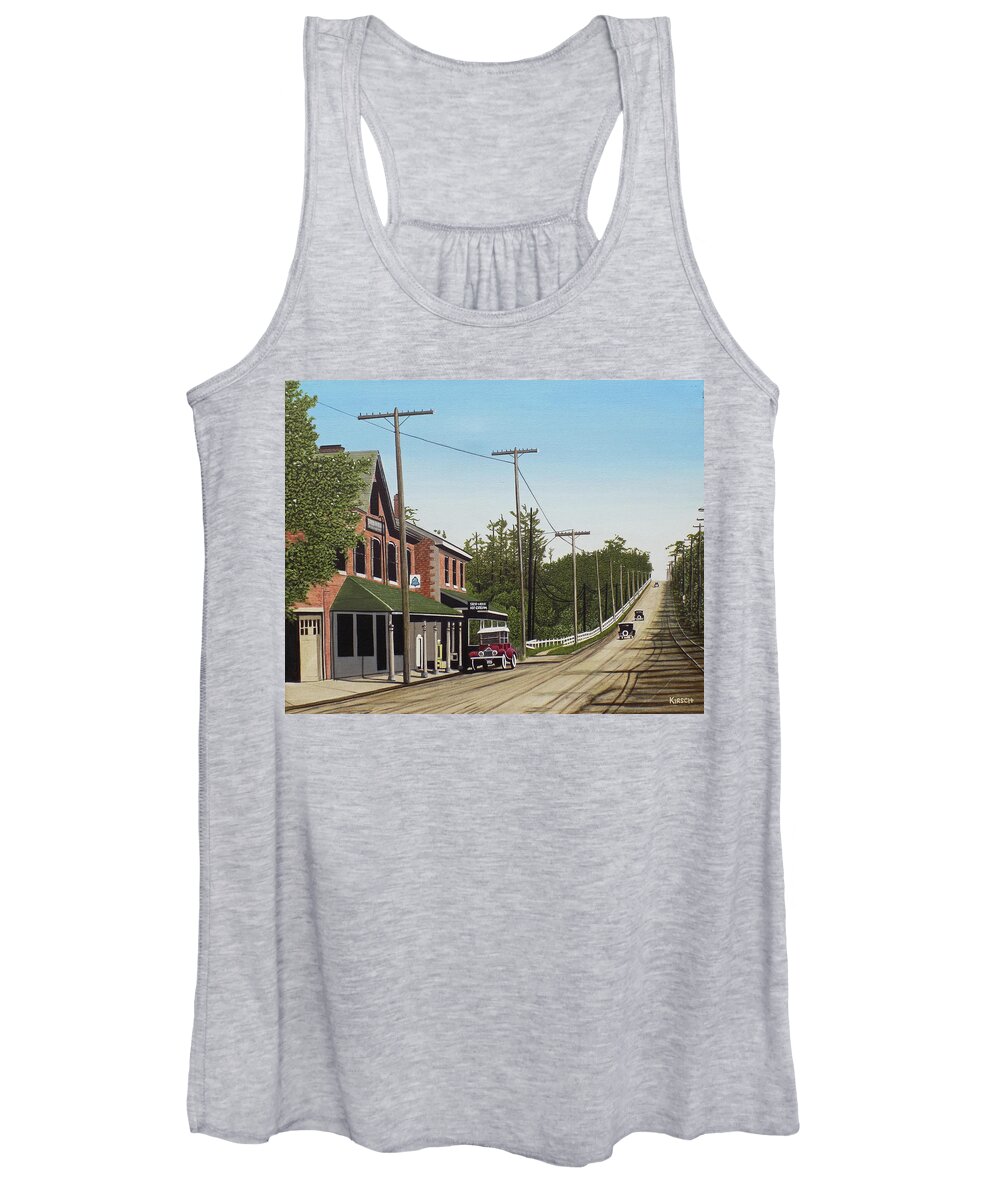 Streetscapes Women's Tank Top featuring the painting Hoggs Hollow Toronto 1920 by Kenneth M Kirsch