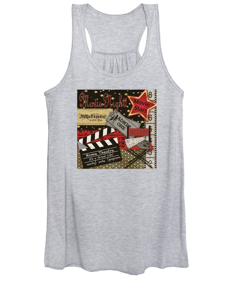 Movie Women's Tank Top featuring the painting Home Movie-JP3516 by Jean Plout