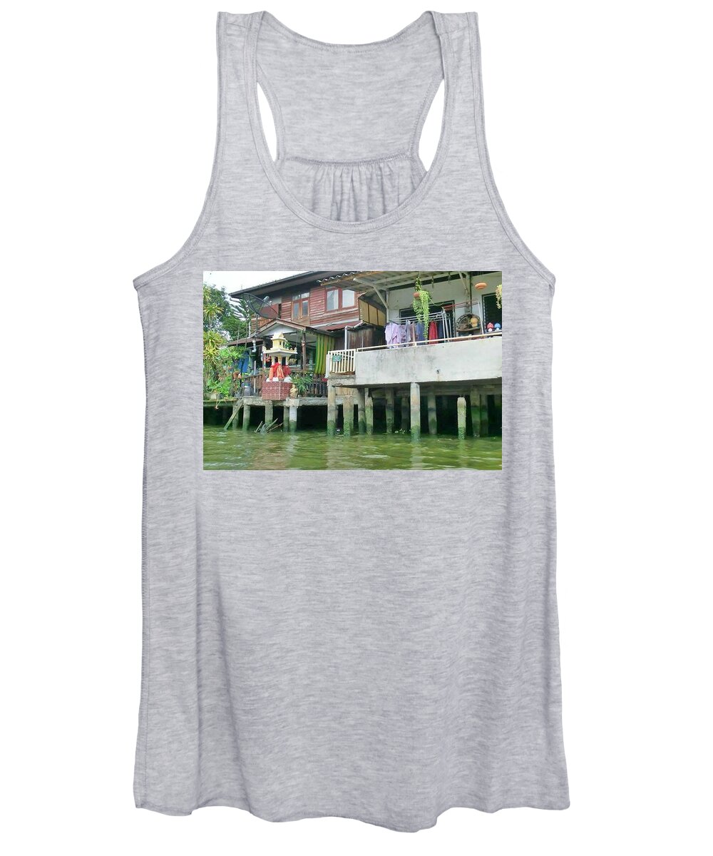Home Women's Tank Top featuring the photograph Homes on the water by Hannah Rose