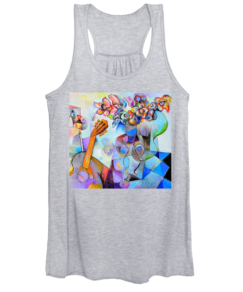 Bengez Women's Tank Top featuring the painting Hommage a Paco de Lucia by Miljenko Bengez