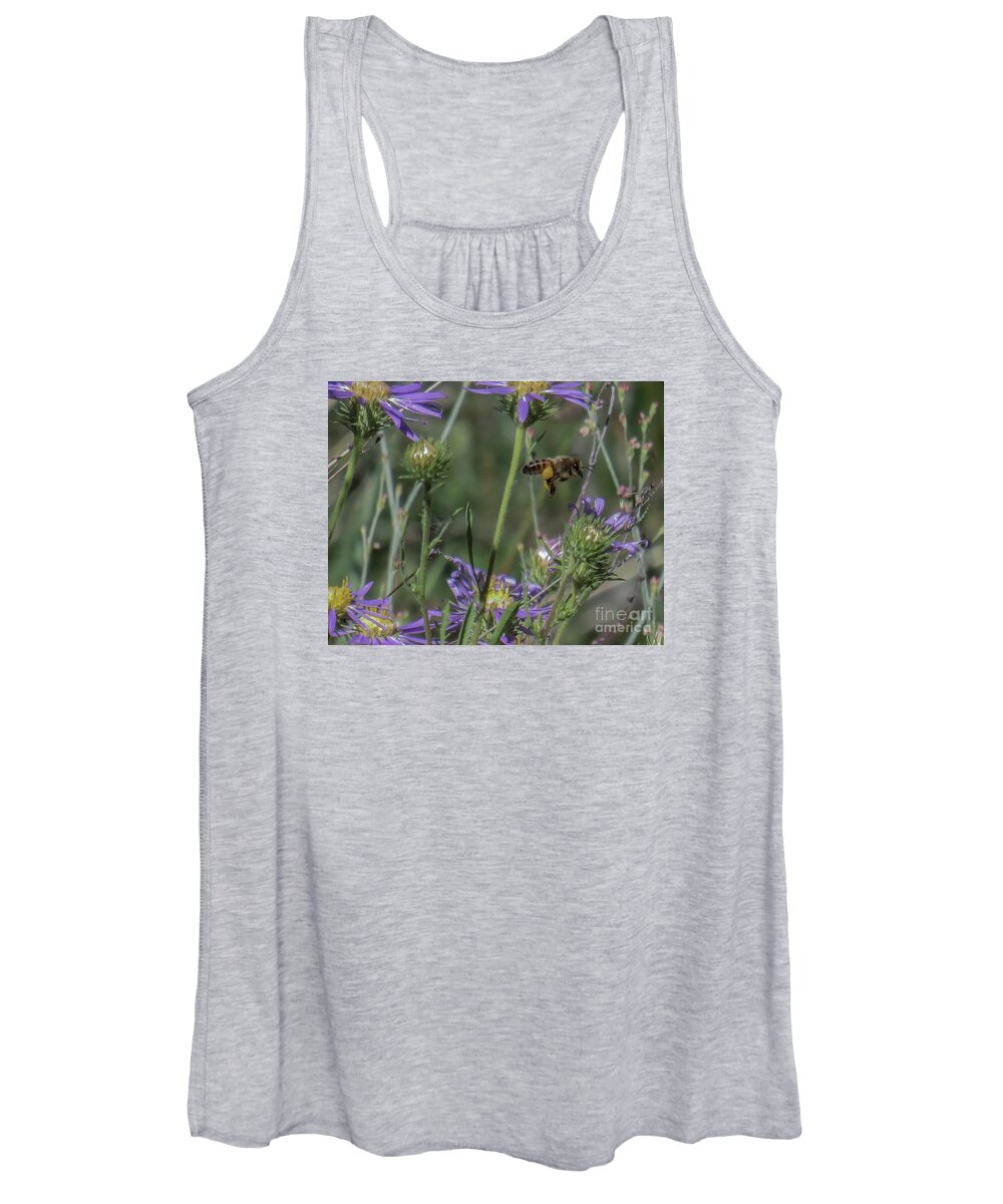 Macro Women's Tank Top featuring the photograph Honeybee 2 by Christy Garavetto