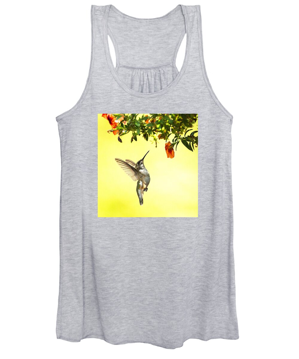 Hummingbird Women's Tank Top featuring the photograph Hummingbird Under the Floral Canopy by William Jobes