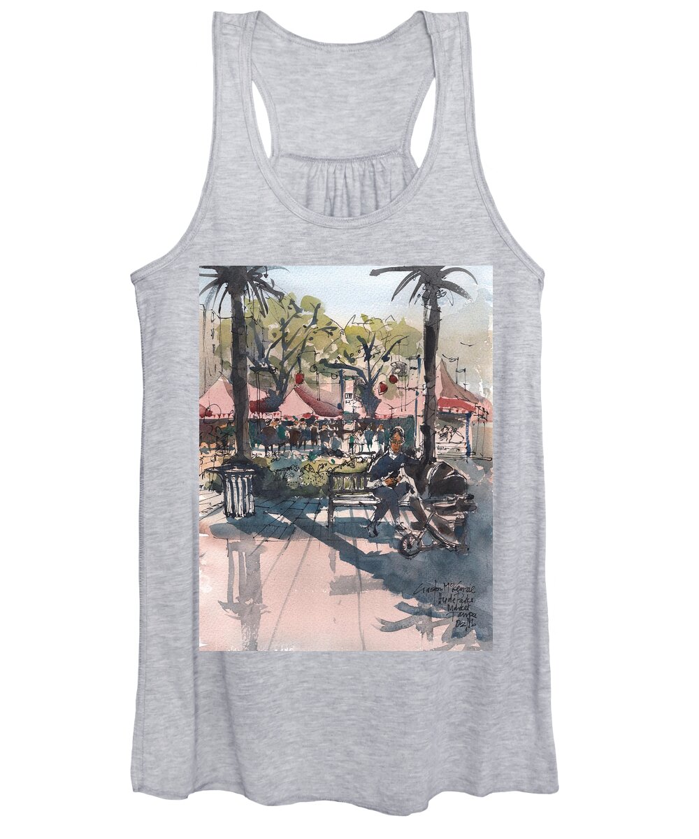 Landscape Women's Tank Top featuring the painting Hyde Parke Sunday Market 2 Tampa by Gaston McKenzie