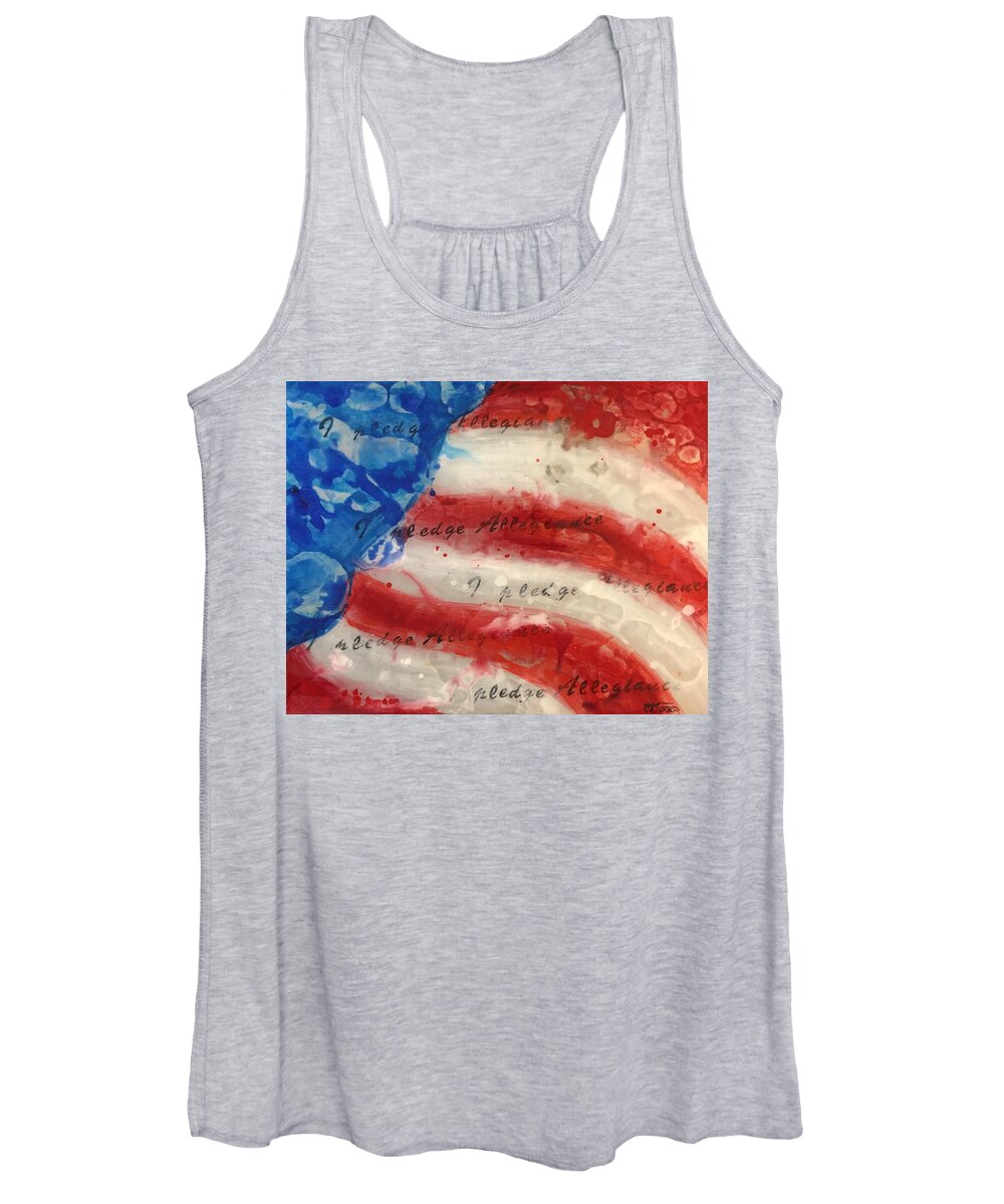 American Flag Women's Tank Top featuring the mixed media I Pledge Allegiance by Melissa Torres