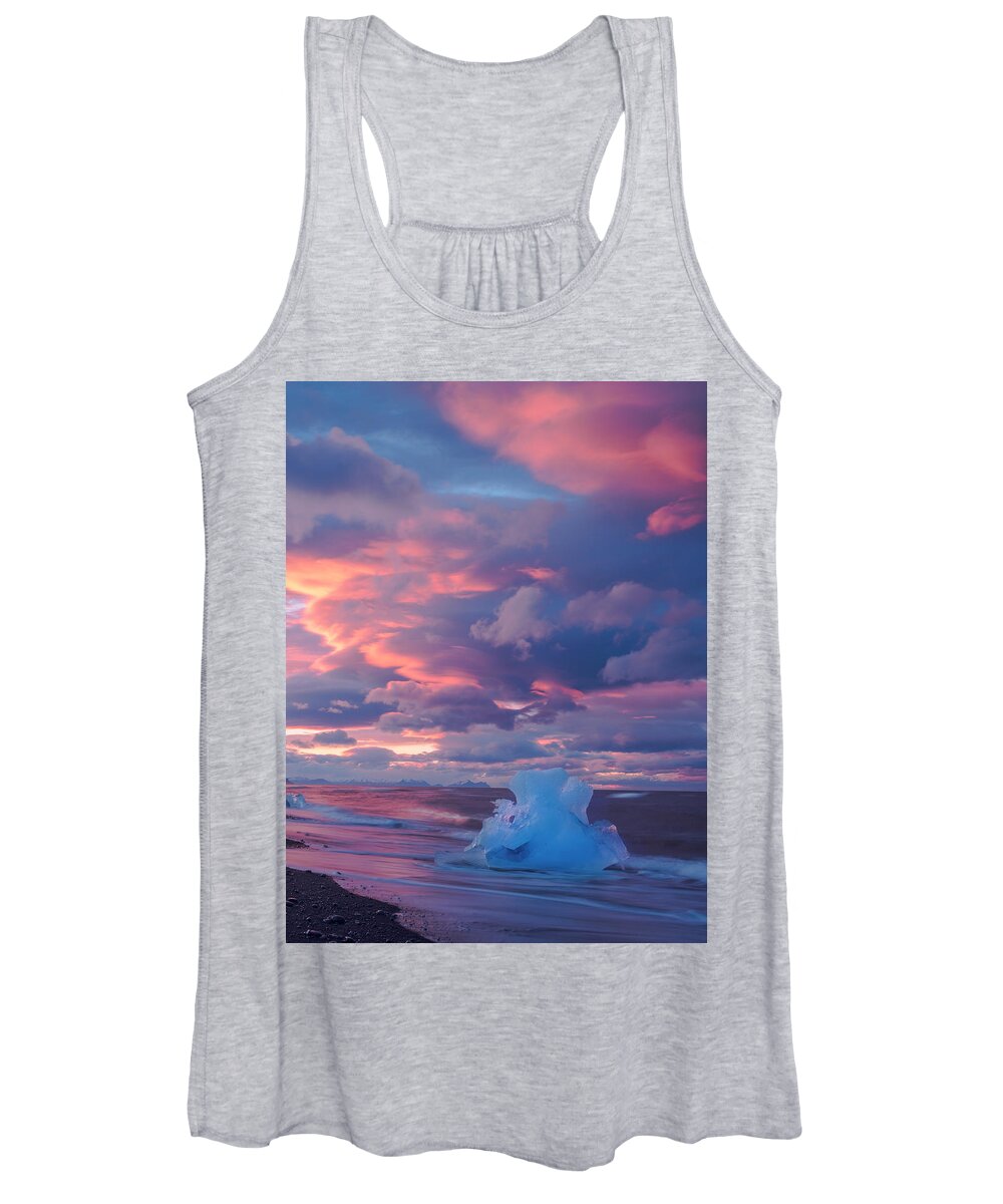Iceland Women's Tank Top featuring the photograph Ice Ignites by Emily Dickey