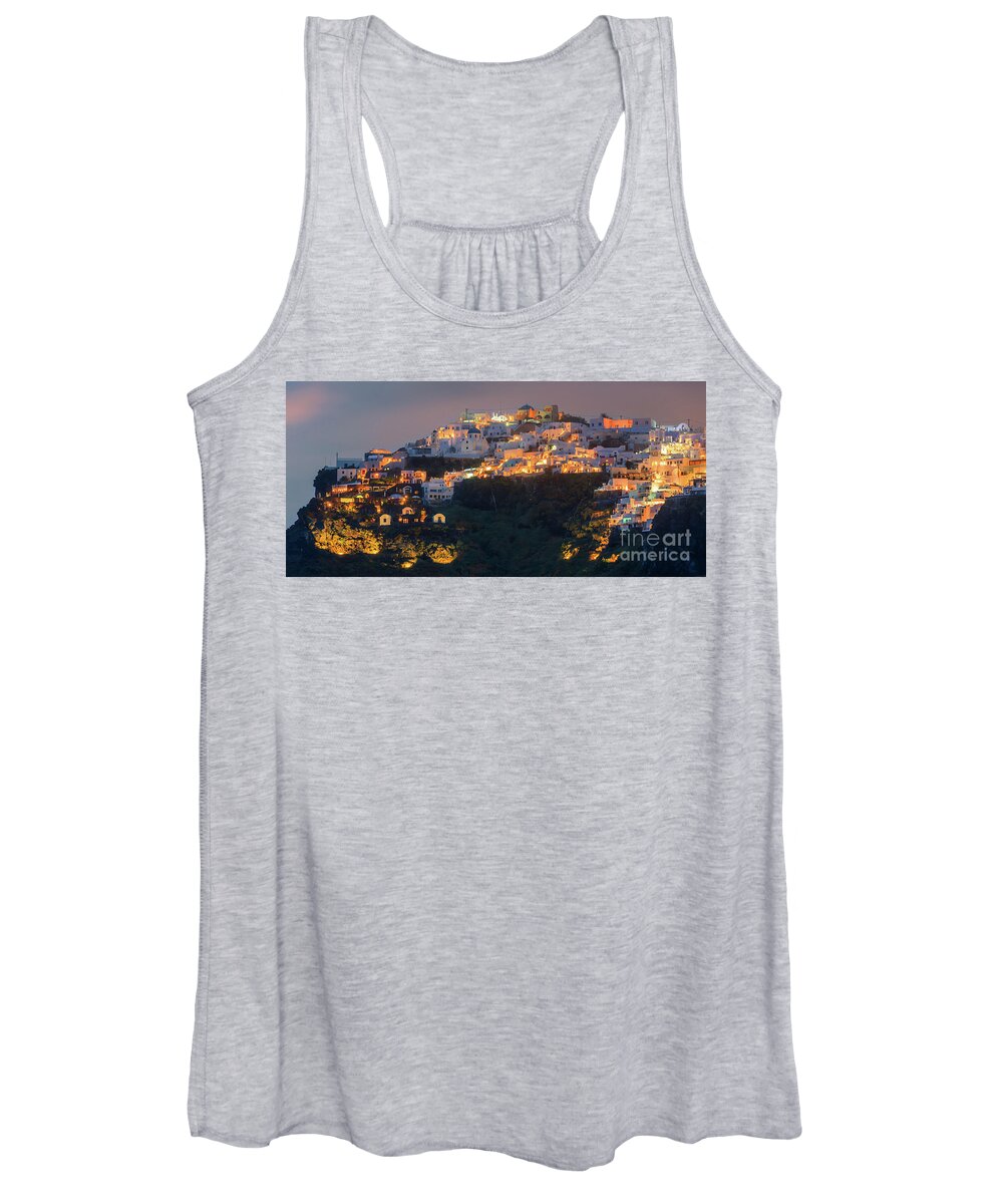 Greece Women's Tank Top featuring the photograph Imerovigli after sunset, Santorini by Henk Meijer Photography
