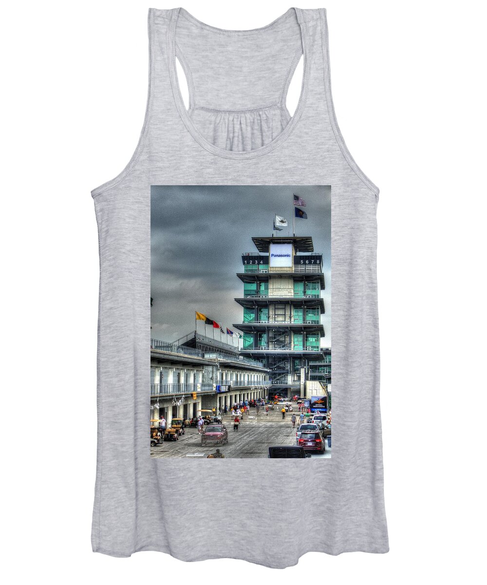 Indy 500 Women's Tank Top featuring the photograph IMS Pagoda by Josh Williams