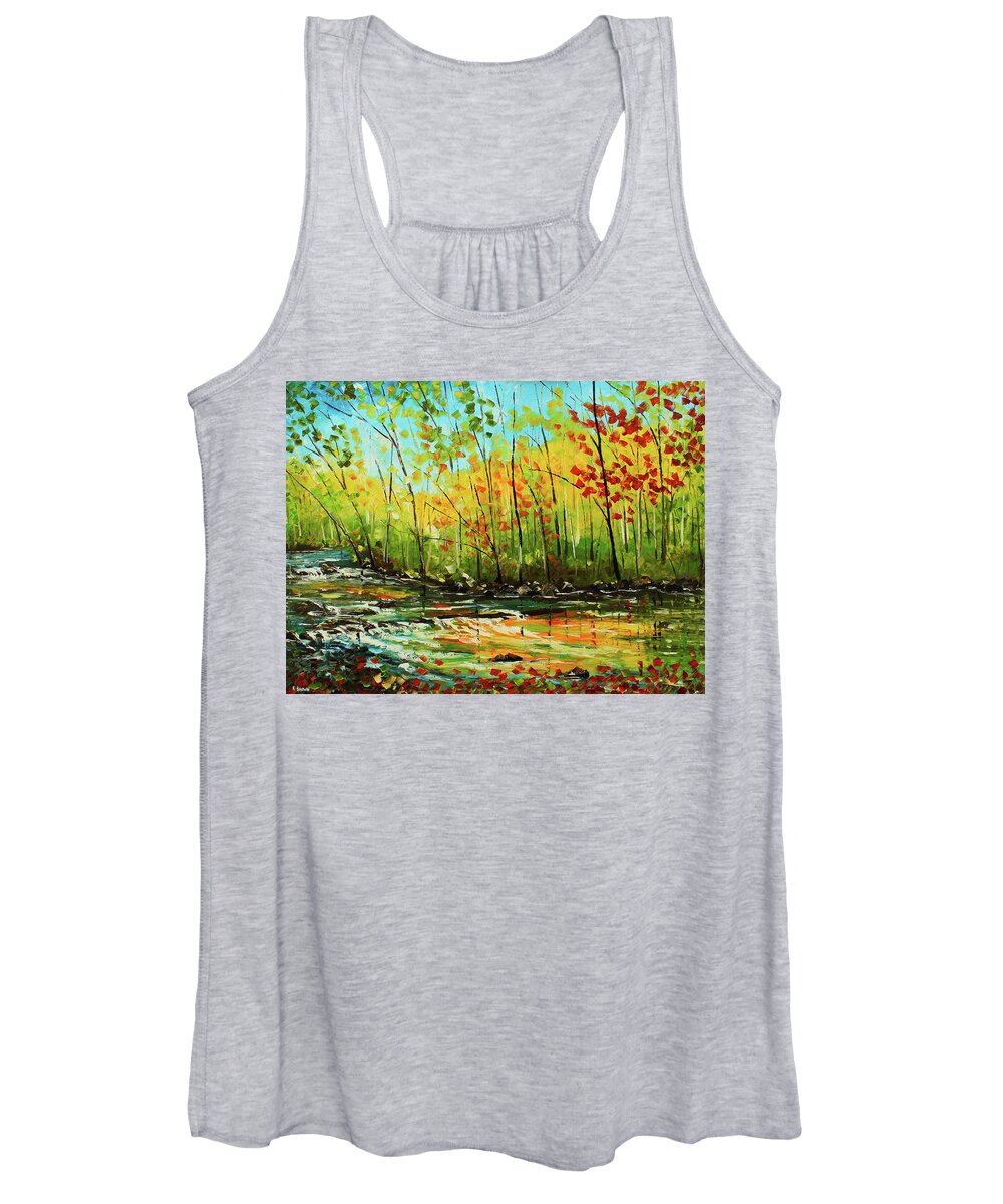  Landscape Paintings Women's Tank Top featuring the painting In the Woods by Kevin Brown
