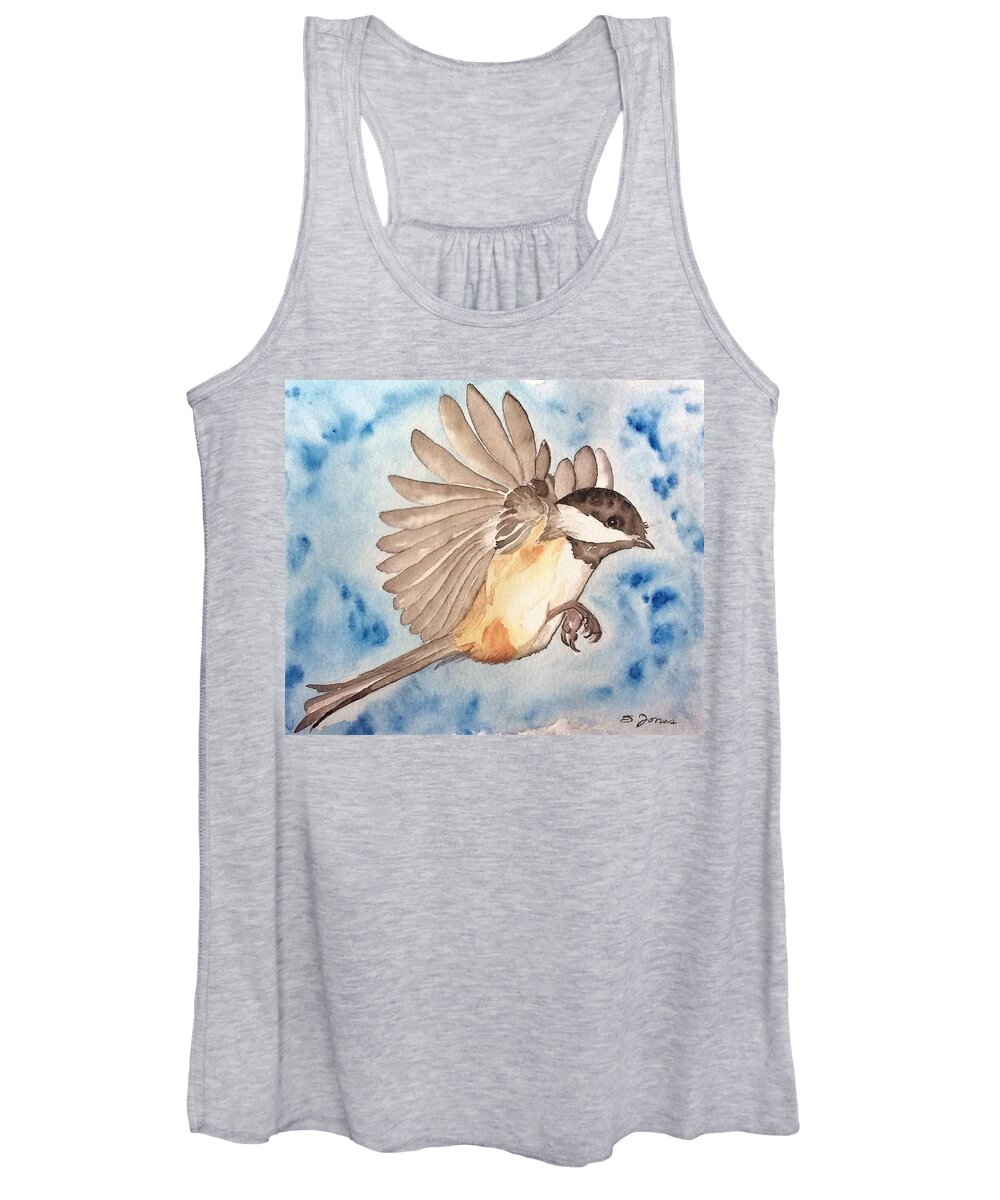 Chickadee Women's Tank Top featuring the painting Inflight - cropped by Sonja Jones