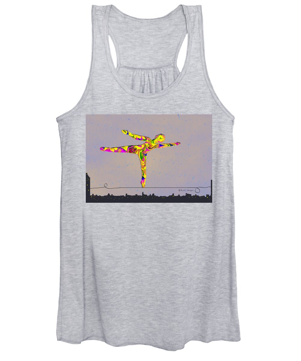 Digital Painting Women's Tank Top featuring the digital art Intrepid on a Tightrope by Kae Cheatham