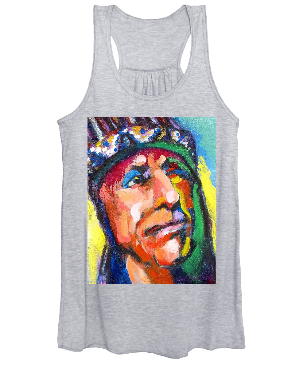 Cody Women's Tank Top featuring the painting Iron Eyes Cody by Les Leffingwell