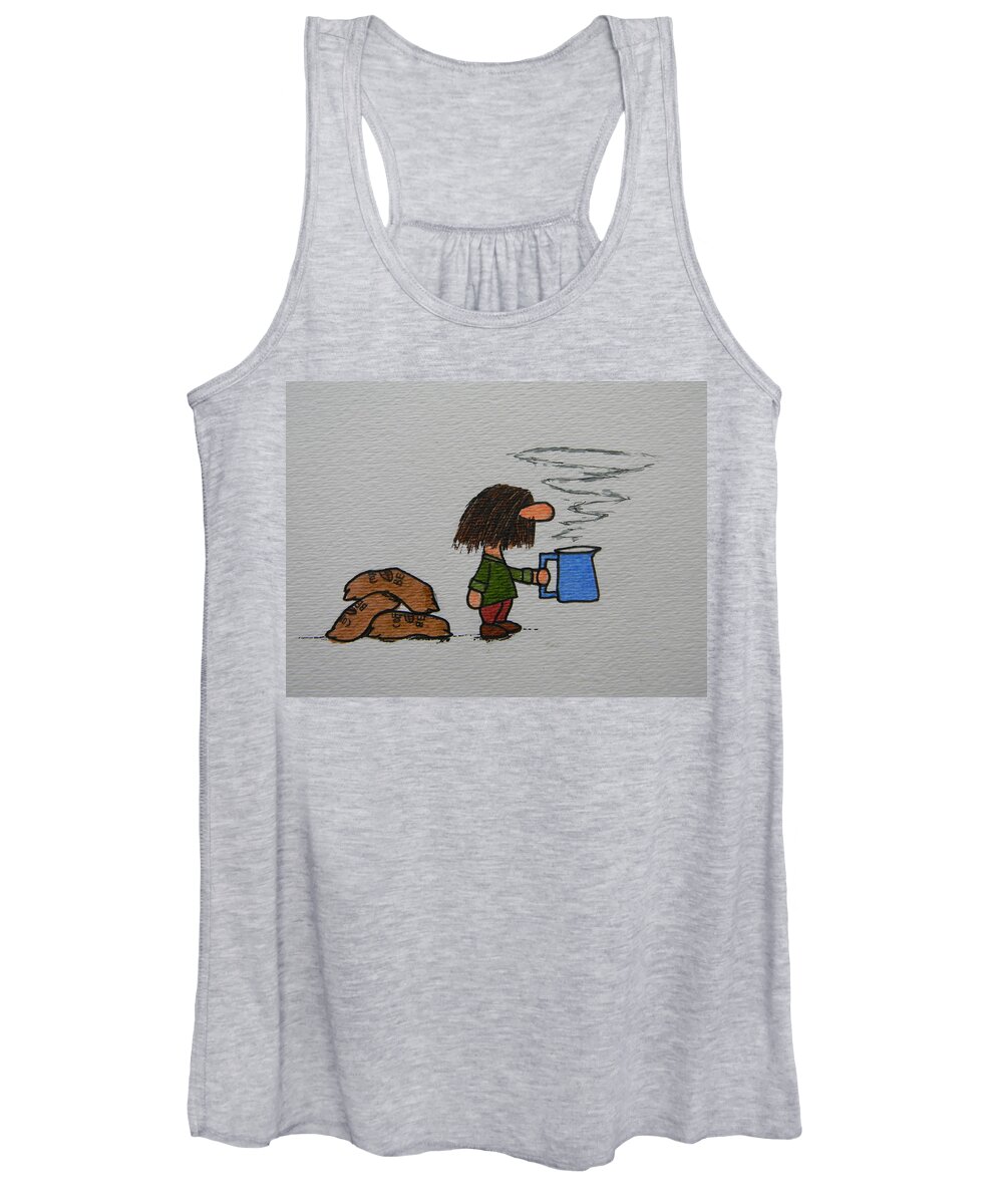 Coffee Women's Tank Top featuring the drawing Java by Marwan George Khoury