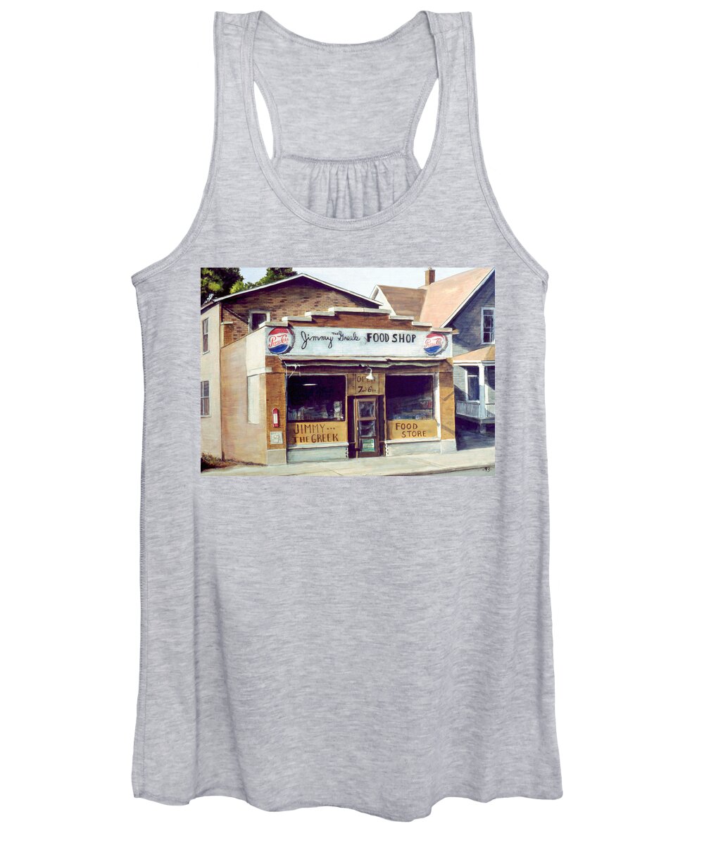 Small Town Women's Tank Top featuring the painting Jimmy The Greek by William Brody