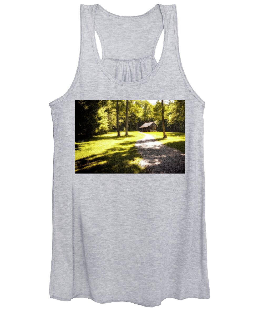 Early Settlers Women's Tank Top featuring the photograph Joshua Jobe Cabin by Todd Ryburn