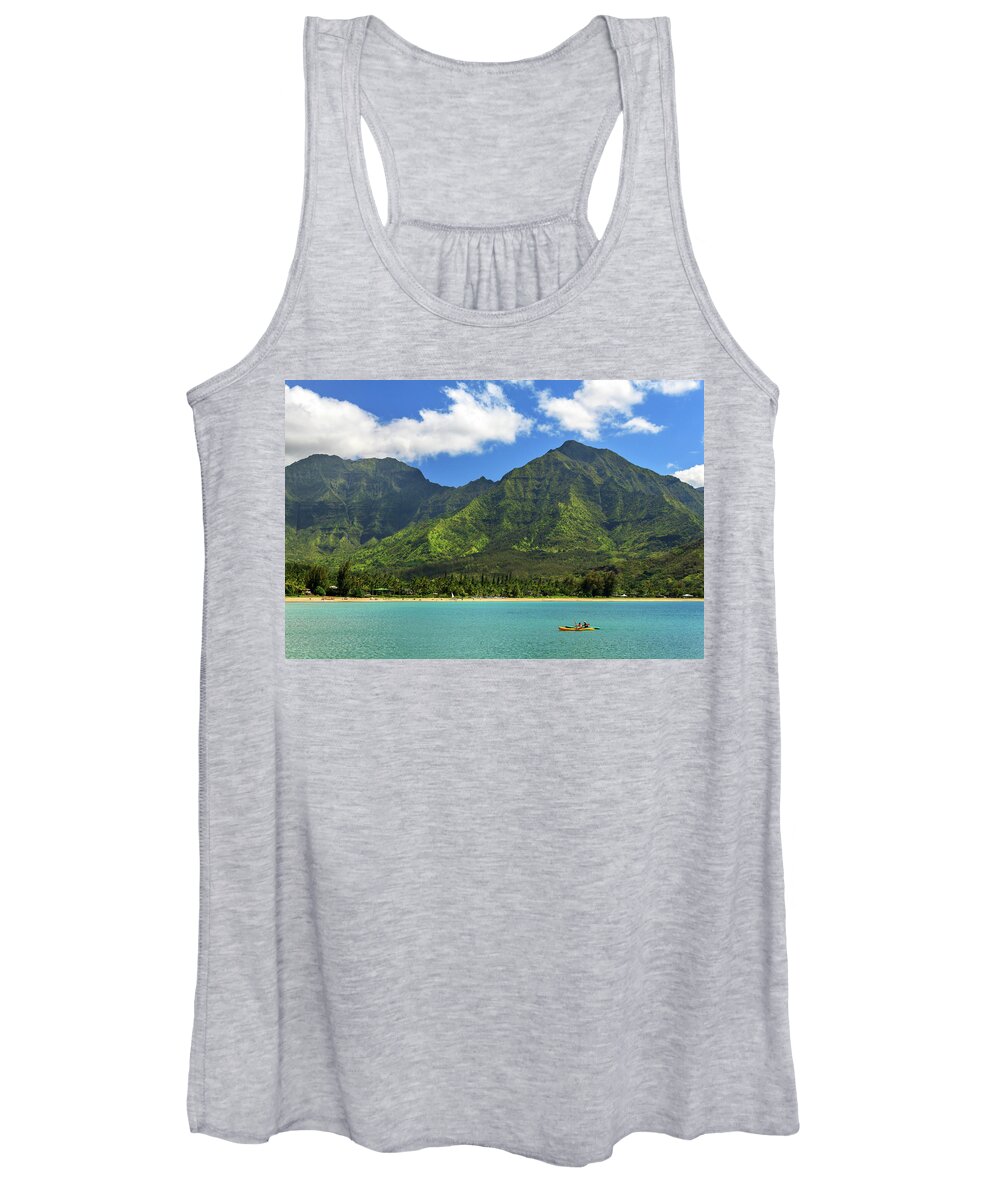 Kayak Women's Tank Top featuring the photograph Kayaks In Hanalei Bay by James Eddy