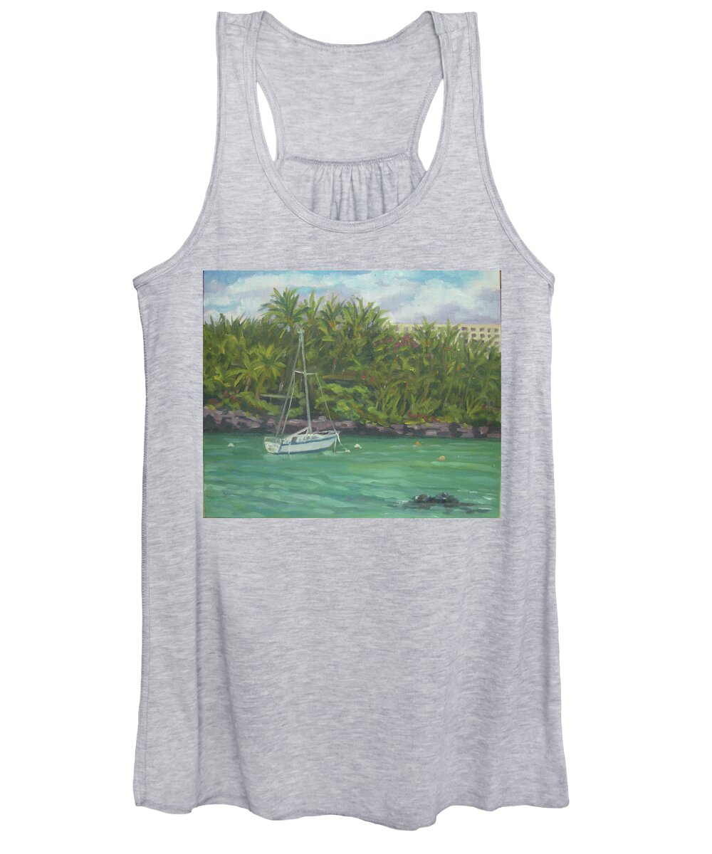 Boat Women's Tank Top featuring the painting Keauhou Boat by Stan Chraminski
