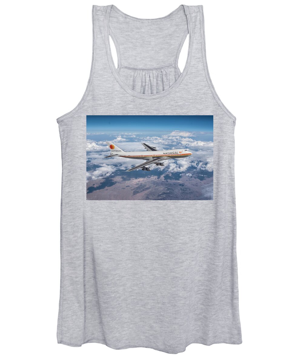 National Airlines Women's Tank Top featuring the digital art Queen of the Skies - The 747 by Erik Simonsen