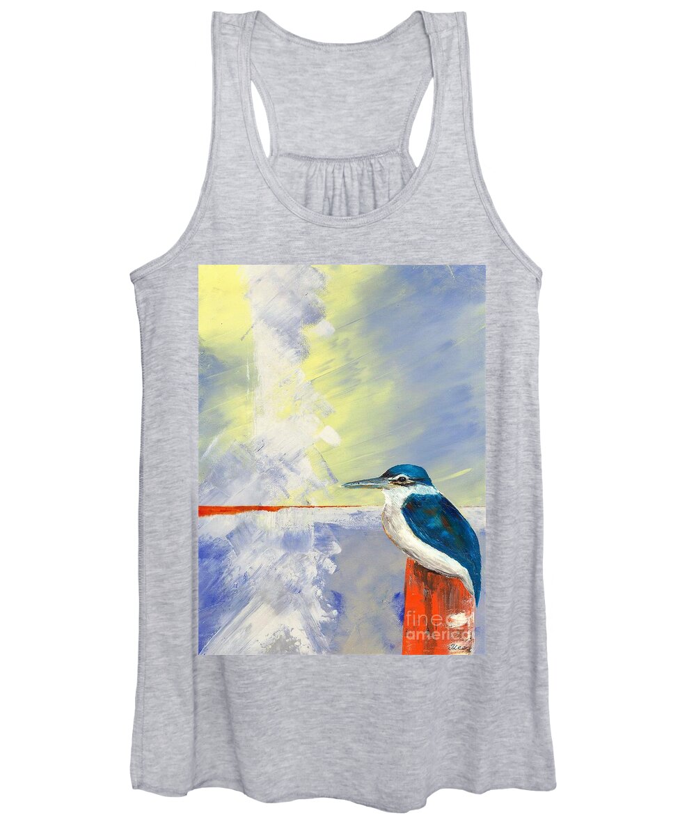 Bird Women's Tank Top featuring the painting Kingfisher by Tracey Lee Cassin