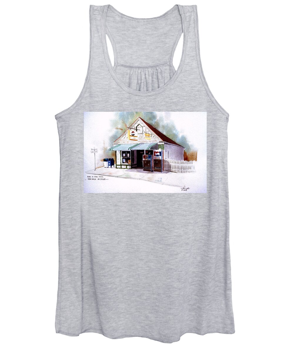 Watercolor Women's Tank Top featuring the painting King's Ice cream by William Renzulli