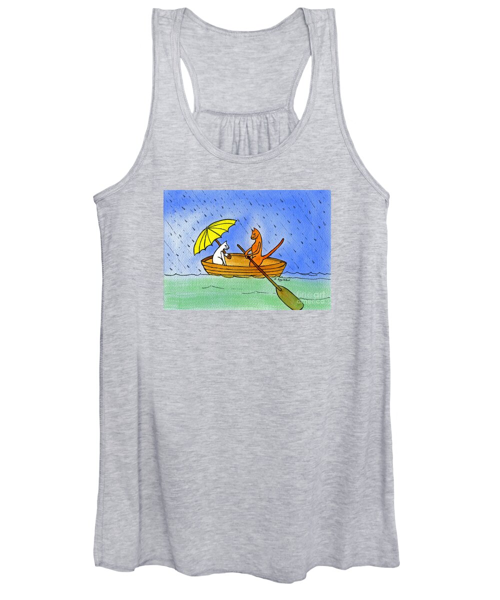 Kitties Women's Tank Top featuring the painting Kitties in a Boat by Norma Appleton