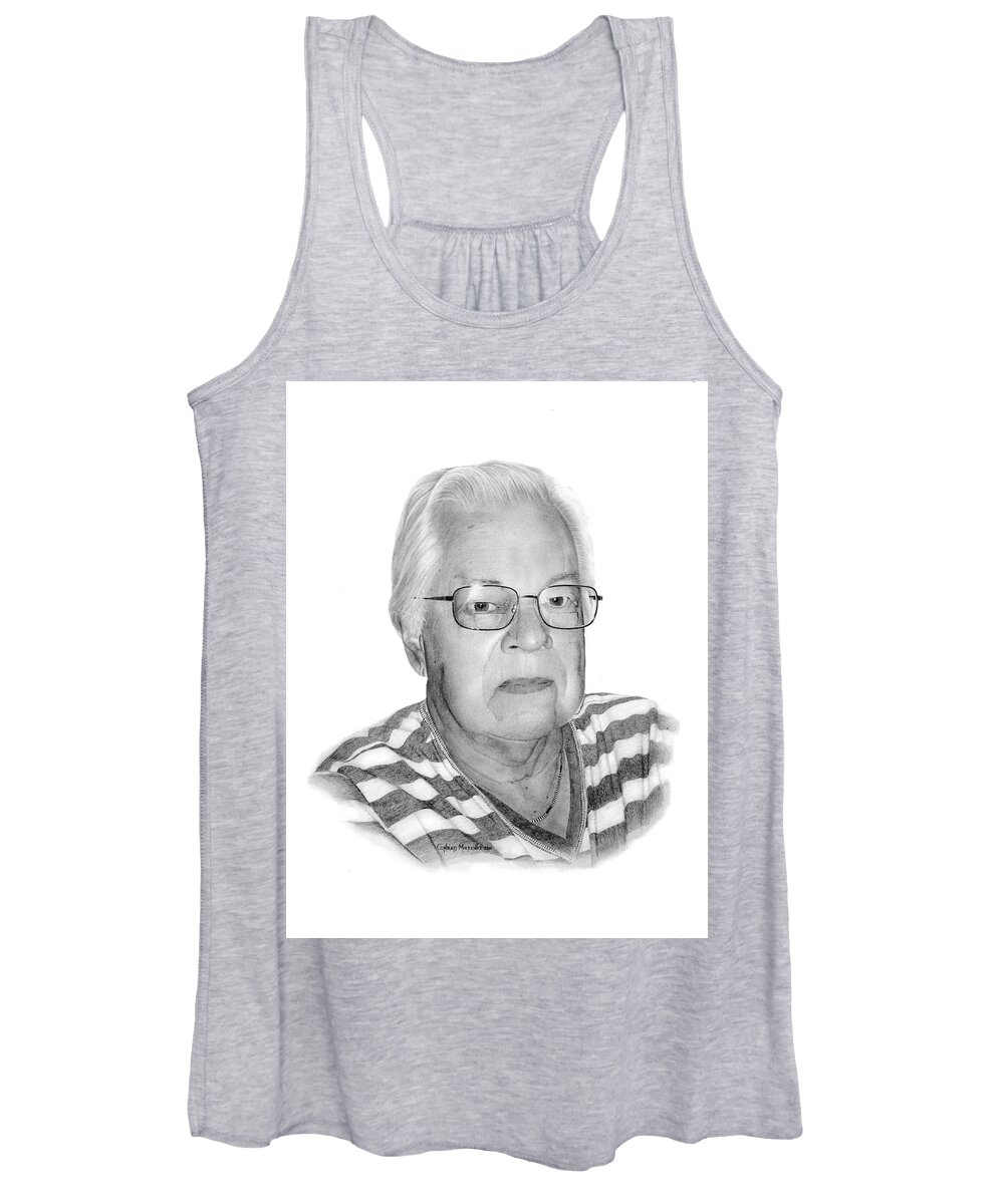 Portrait Women's Tank Top featuring the drawing Klaus by Conrad Mieschke