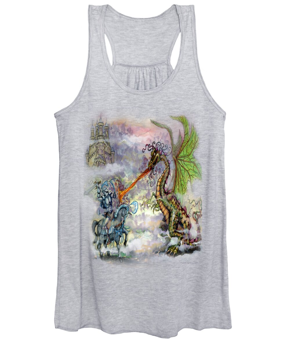 Knight Women's Tank Top featuring the painting Knights n Dragons by Kevin Middleton