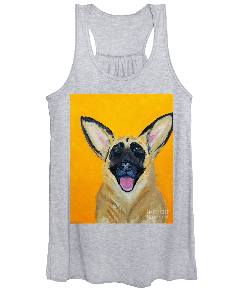 Pet Portrait Women's Tank Top featuring the painting Lady Date With Paint Nov 20th by Ania M Milo