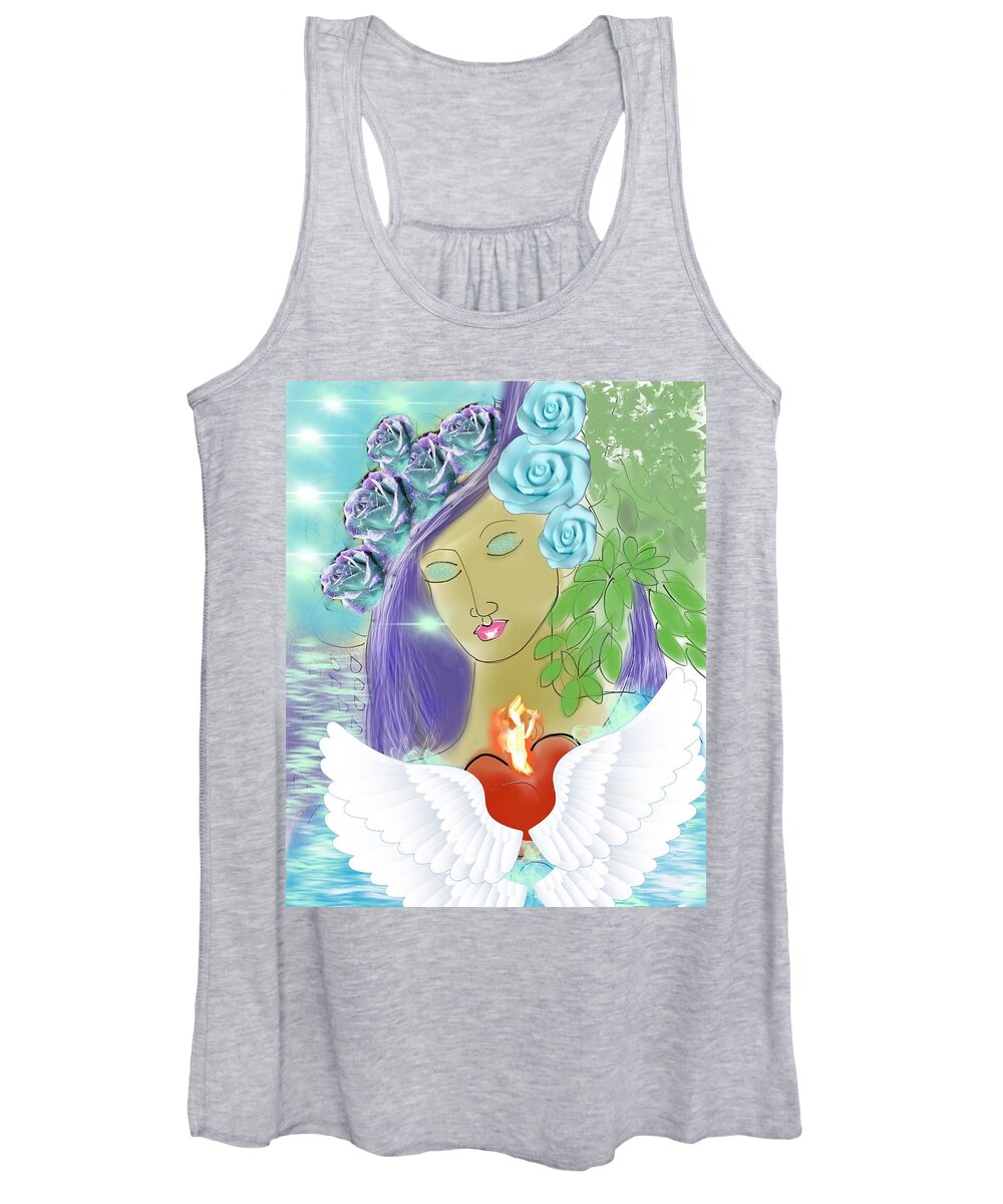 Lady Women's Tank Top featuring the digital art Lady of Earth and Spirit Blessings by Serenity Studio Art