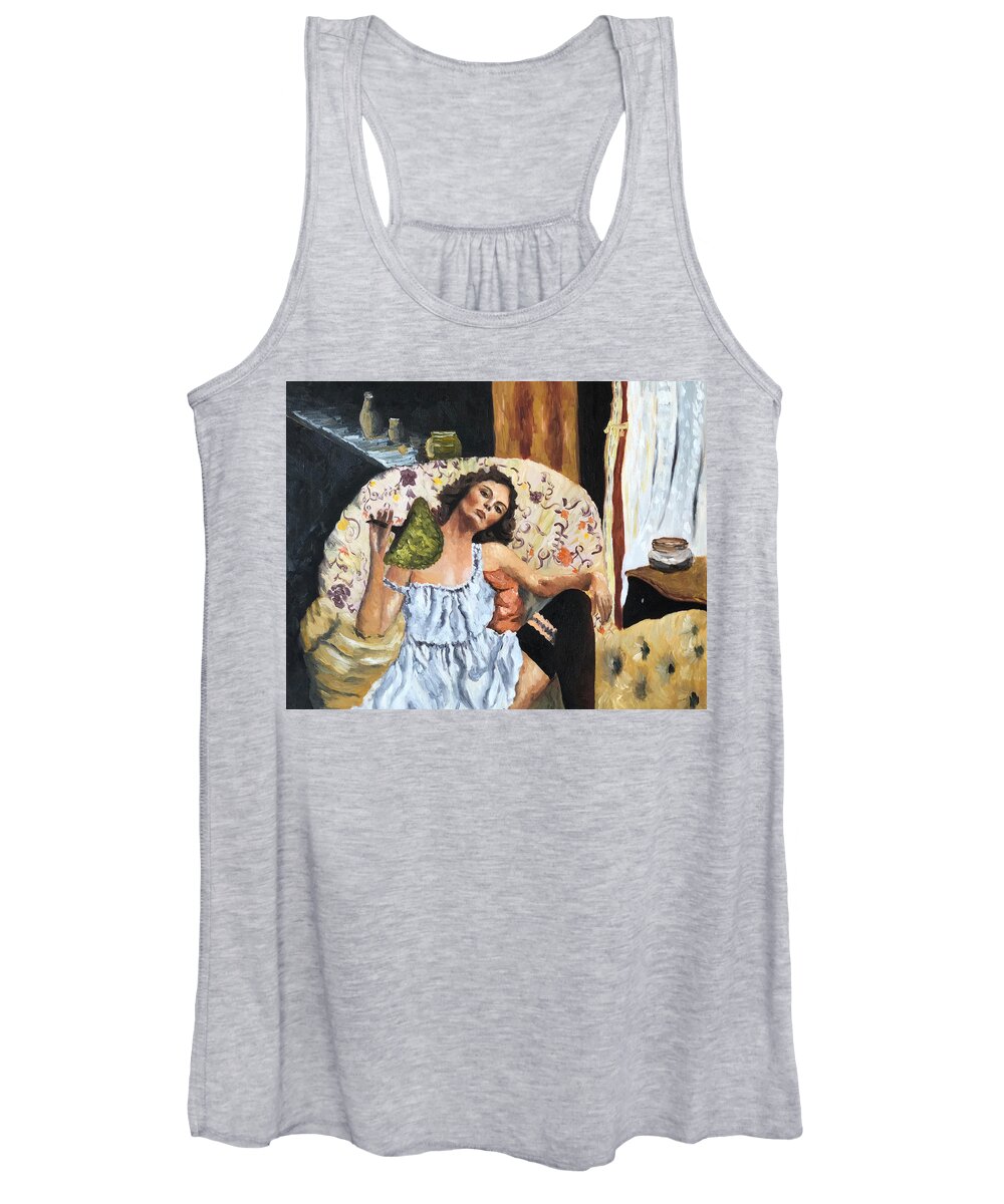 Lady Women's Tank Top featuring the painting Lady Wiht a Fan by Iryna Oliinyk