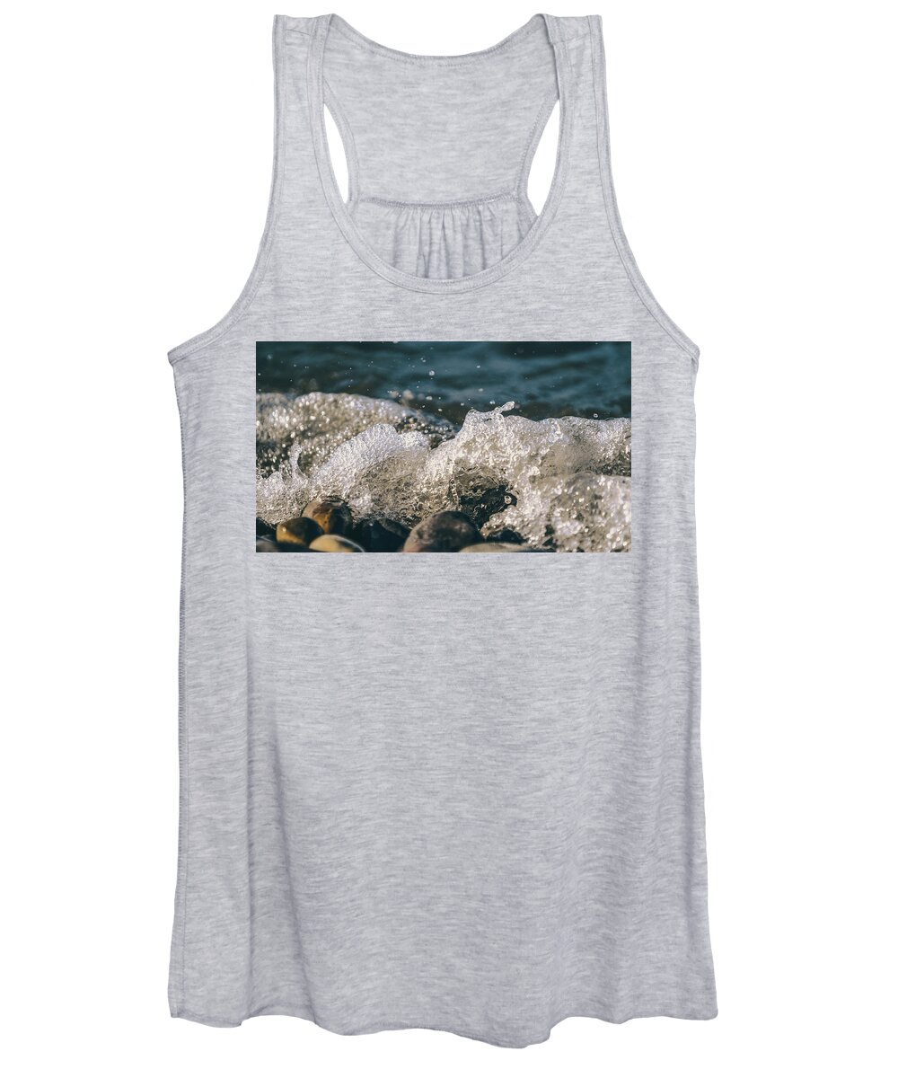 Lake Erie Women's Tank Top featuring the photograph Lake Erie Waves by Dave Niedbala