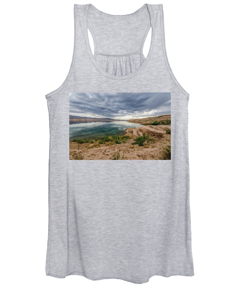 Landscape Women's Tank Top featuring the photograph Lake Mead Reflections by Margaret Pitcher