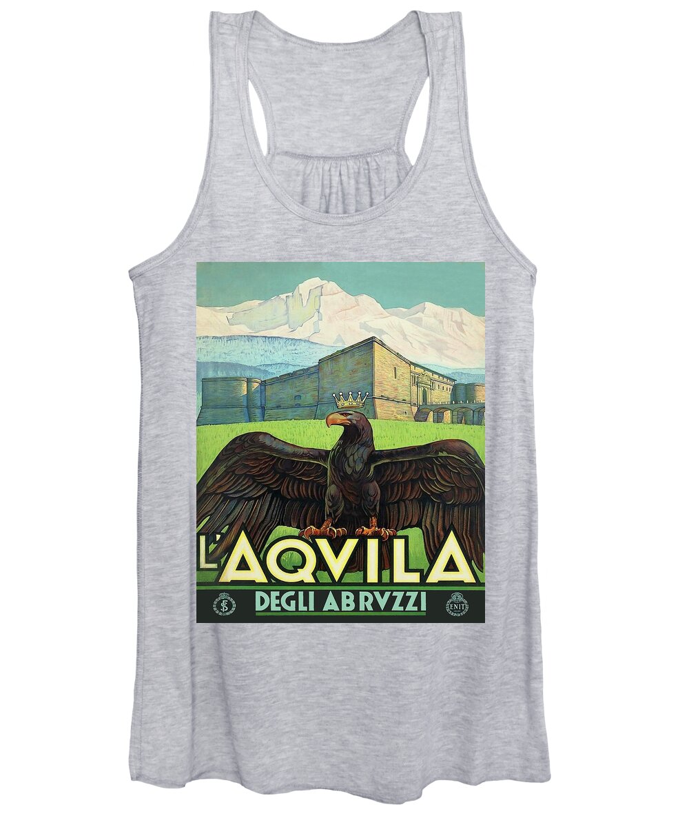 L'aquila Women's Tank Top featuring the painting L'Aquila, Italy, fortress, eagle with crown by Long Shot